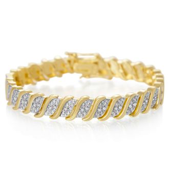 1/4 Carat Classic Natural Diamond Tennis Bracelet In Yellow Gold Overlay