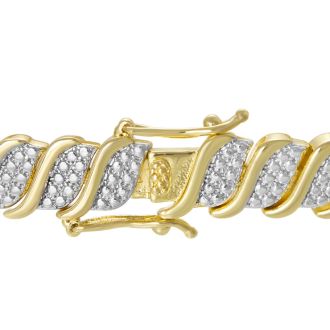 1/4 Carat Classic Natural Diamond Tennis Bracelet In Yellow Gold Overlay