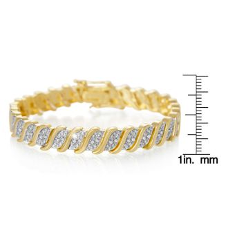 1/4 Carat Classic Natural Diamond Tennis Bracelet In Yellow Gold Overlay