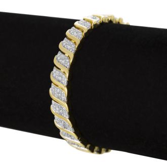 1/4 Carat Classic Natural Diamond Tennis Bracelet In Yellow Gold Overlay