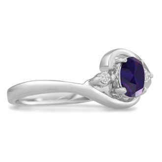 1/2ct Amethyst and Diamond Ring In 14K White Gold