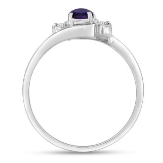 1/2ct Amethyst and Diamond Ring In 14K White Gold