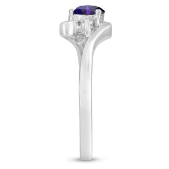 1/2ct Amethyst and Diamond Ring In 14K White Gold