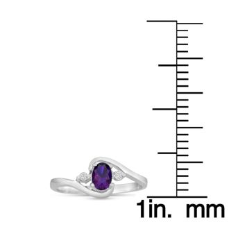1/2ct Amethyst and Diamond Ring In 14K White Gold