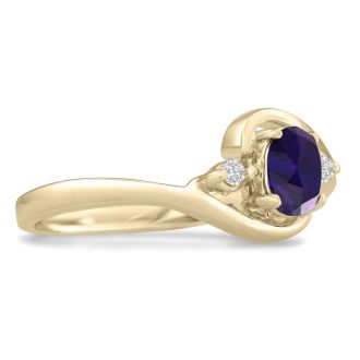 1/2ct Amethyst and Diamond Ring In 14K Yellow Gold
