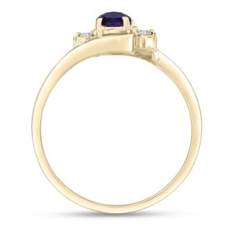 1/2ct Amethyst and Diamond Ring In 14K Yellow Gold
