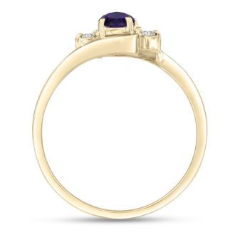 1/2ct Amethyst and Diamond Ring In 14K Yellow Gold
