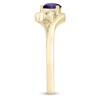 1/2ct Amethyst and Diamond Ring In 14K Yellow Gold
