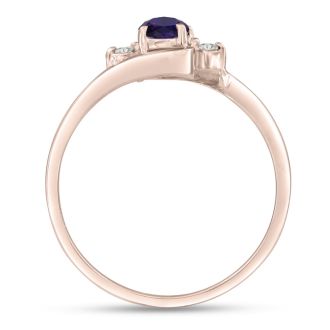 1/2ct Amethyst and Diamond Ring In 14K Rose Gold
