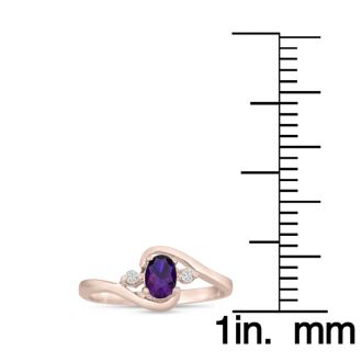 1/2ct Amethyst and Diamond Ring In 14K Rose Gold
