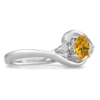 1/2ct Citrine and Diamond Ring In 14K White Gold
