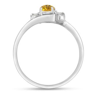 1/2ct Citrine and Diamond Ring In 14K White Gold
