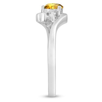 1/2ct Citrine and Diamond Ring In 14K White Gold
