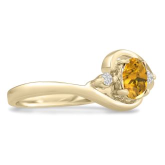 1/2ct Citrine and Diamond Ring In 14K Yellow Gold
