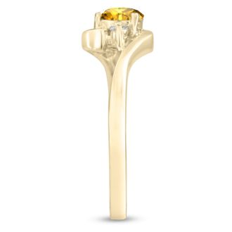 1/2ct Citrine and Diamond Ring In 14K Yellow Gold
