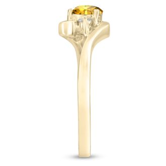 1/2ct Citrine and Diamond Ring In 14K Yellow Gold
