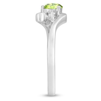 1/2ct Peridot and Diamond Ring In 14K White Gold
