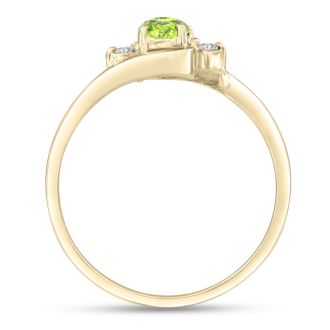 1/2ct Peridot and Diamond Ring In 14K Yellow Gold

