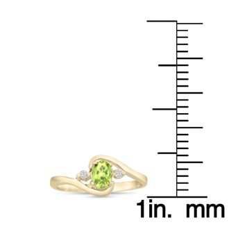 1/2ct Peridot and Diamond Ring In 14K Yellow Gold
