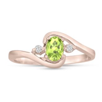 1/2ct Peridot and Diamond Ring In 14K Rose Gold

