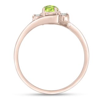 1/2ct Peridot and Diamond Ring In 14K Rose Gold
