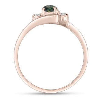 1/2 Carat Oval Shape Mystic Topaz Ring With Two Diamonds In 14 Karat Rose Gold