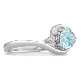 Aquamarine Ring: Aquamarine Jewelry: 1/2ct Aquamarine and Diamond Ring In 14K White Gold
