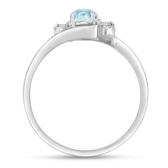 Aquamarine Ring: Aquamarine Jewelry: 1/2ct Aquamarine and Diamond Ring In 14K White Gold
