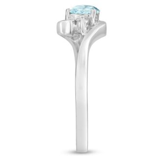 Aquamarine Ring: Aquamarine Jewelry: 1/2ct Aquamarine and Diamond Ring In 14K White Gold
