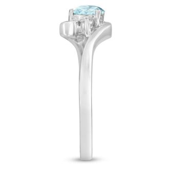 Aquamarine Ring: Aquamarine Jewelry: 1/2ct Aquamarine and Diamond Ring In 14K White Gold
