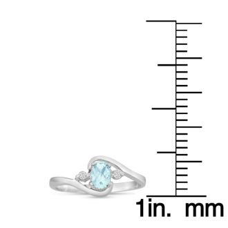 Aquamarine Ring: Aquamarine Jewelry: 1/2ct Aquamarine and Diamond Ring In 14K White Gold
