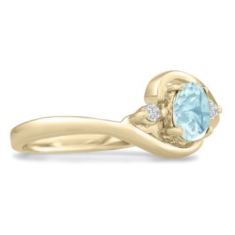 Aquamarine Ring: Aquamarine Jewelry: 1/2ct Aquamarine and Diamond Ring In 14K Yellow Gold
