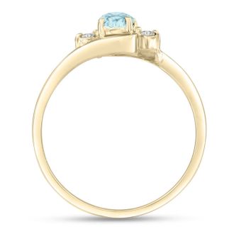 Aquamarine Ring: Aquamarine Jewelry: 1/2ct Aquamarine and Diamond Ring In 14K Yellow Gold
