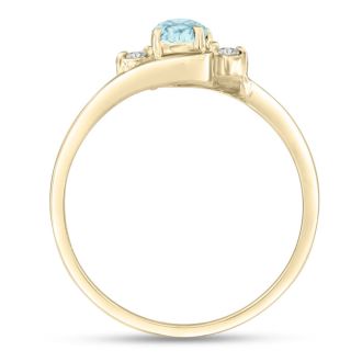 Aquamarine Ring: Aquamarine Jewelry: 1/2ct Aquamarine and Diamond Ring In 14K Yellow Gold
