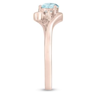 Aquamarine Ring: Aquamarine Jewelry: 1/2ct Aquamarine and Diamond Ring In 14K Rose Gold
