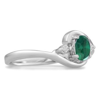 1/2ct Emerald and Diamond Ring In 14K White Gold
