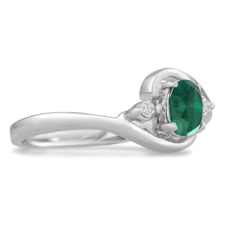 1/2ct Emerald and Diamond Ring In 14K White Gold
