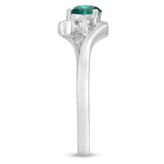1/2ct Emerald and Diamond Ring In 14K White Gold

