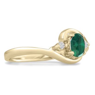 1/2ct Emerald and Diamond Ring In 14K Yellow Gold
