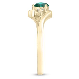 1/2ct Emerald and Diamond Ring In 14K Yellow Gold

