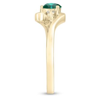 1/2ct Emerald and Diamond Ring In 14K Yellow Gold
