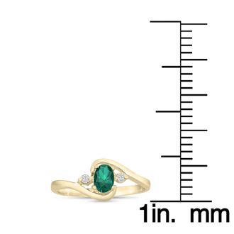 1/2ct Emerald and Diamond Ring In 14K Yellow Gold
