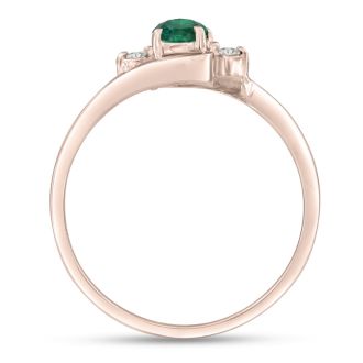 1/2ct Emerald and Diamond Ring In 14K Rose Gold
