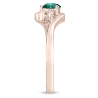 1/2ct Emerald and Diamond Ring In 14K Rose Gold
