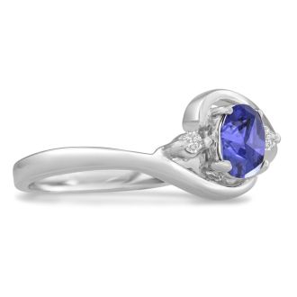 1/2ct Tanzanite and Diamond Ring In 14K White Gold
