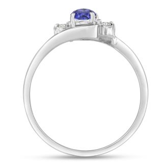 1/2ct Tanzanite and Diamond Ring In 14K White Gold
