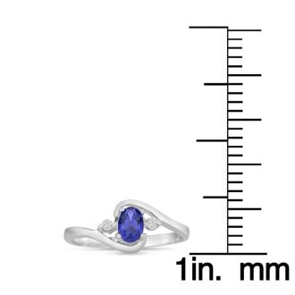 1/2ct Tanzanite and Diamond Ring In 14K White Gold
