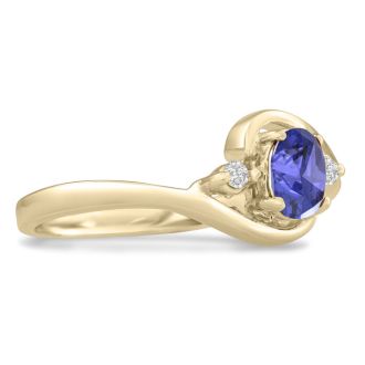 1/2ct Tanzanite and Diamond Ring In 14K Yellow Gold
