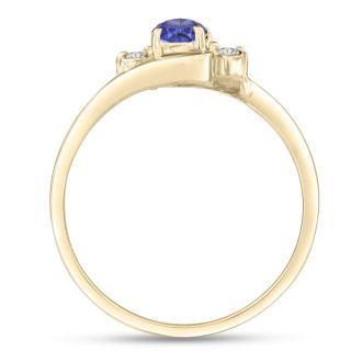 1/2ct Tanzanite and Diamond Ring In 14K Yellow Gold
