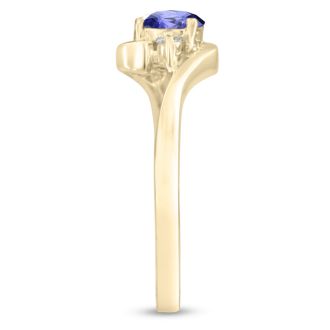 1/2ct Tanzanite and Diamond Ring In 14K Yellow Gold
